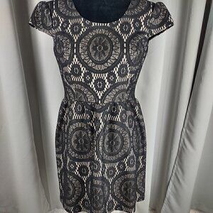 Kalijati Black Lace Dress With Nude Slip Underneath. Size M